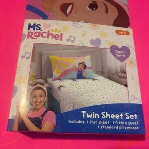 Rachel Twin‎ Sheet Set - White and Multicolor